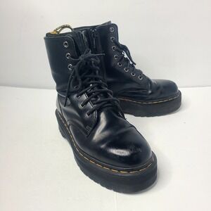 Dr Martens Jadon Platform Leather Boot Black Polished Smooth Grunge Punk 8 W 7 M